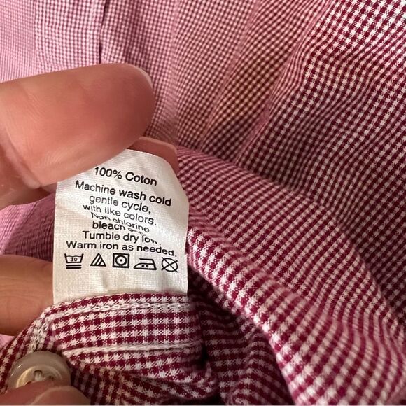 J.Crew Factory Mens Button Down Long Sleeve Dress Shirt Red Checkered Large (L) - Picture 4 of 5